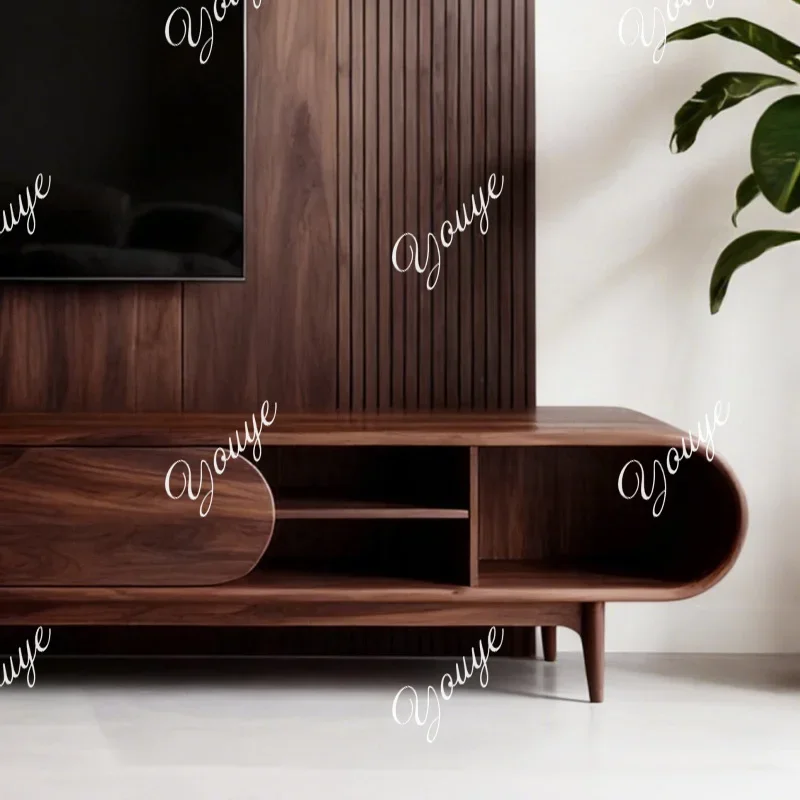 J جديد الصينية الجوز الأسود خزانة التلفزيون خشب متين غرفة المعيشة خزانة بسيطة الشمال سجل شقة صغيرة خزانة جانبية #3