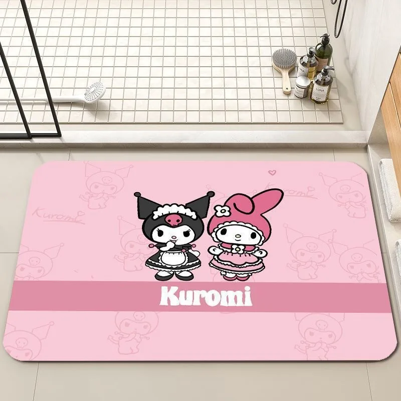 MINISO Sanrio Cartoon Kuromi Bathroom Mat Non Slip Bedroom Kitchen Drying Mat Washable Living Room Home Carpet Bath Floor Mat