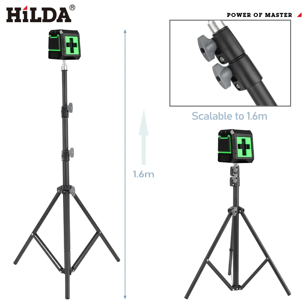 HILDA 1.2M/1.6M Laser Level Tripod Height Adjustable With 1/4 
