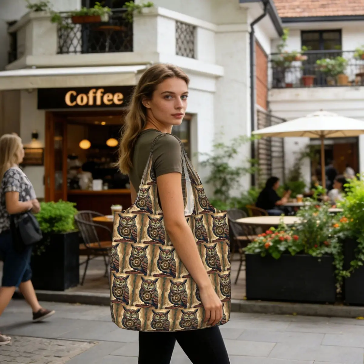 Steampunk Owl With Clock And Gears Shopping Tote Bag Canvas Large Capacity Shoulder Bags Shopper Grocery Handbag for Women