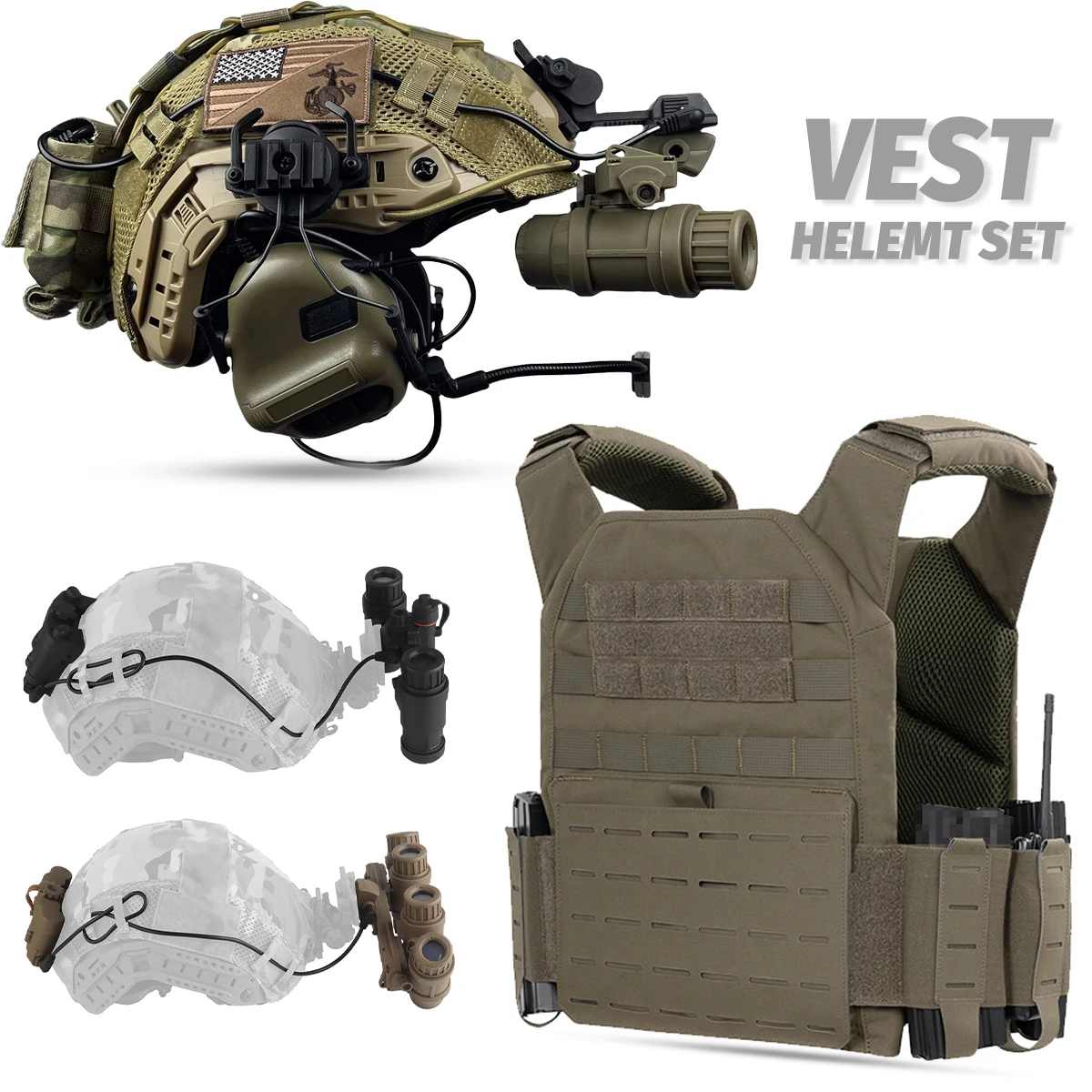 Fast Airsoft Helmet Set with Tactical Quick-Release Vest Military Enthusiasts Multifunctional Special Forces Hunting Equipment