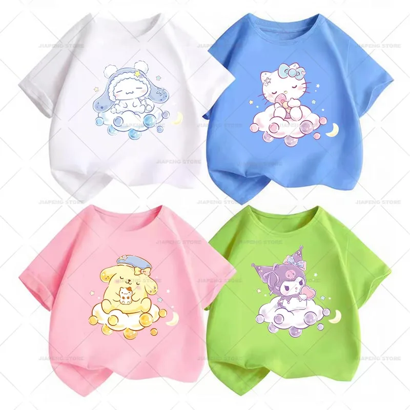 Sanrio Hello Kitty Iron on Patches Heat Transfers For Clothes Cinnamoroll Cloud Printed Thermal Stickers on T-shirt DIY