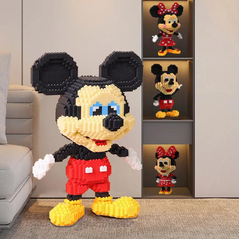 2024 New Disney 38cm Mickey Mouse Assembled Building Block Puzzle Toys DIY Cartoon 3D Model Children's Birthday Christmas Gifts