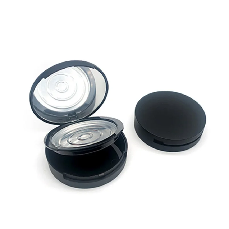 Doppio ombretto scatola vuota plastica rossetto cosmetico Blush nero opaco custodia in polvere 59mm Round Pelettes complementi con specchio