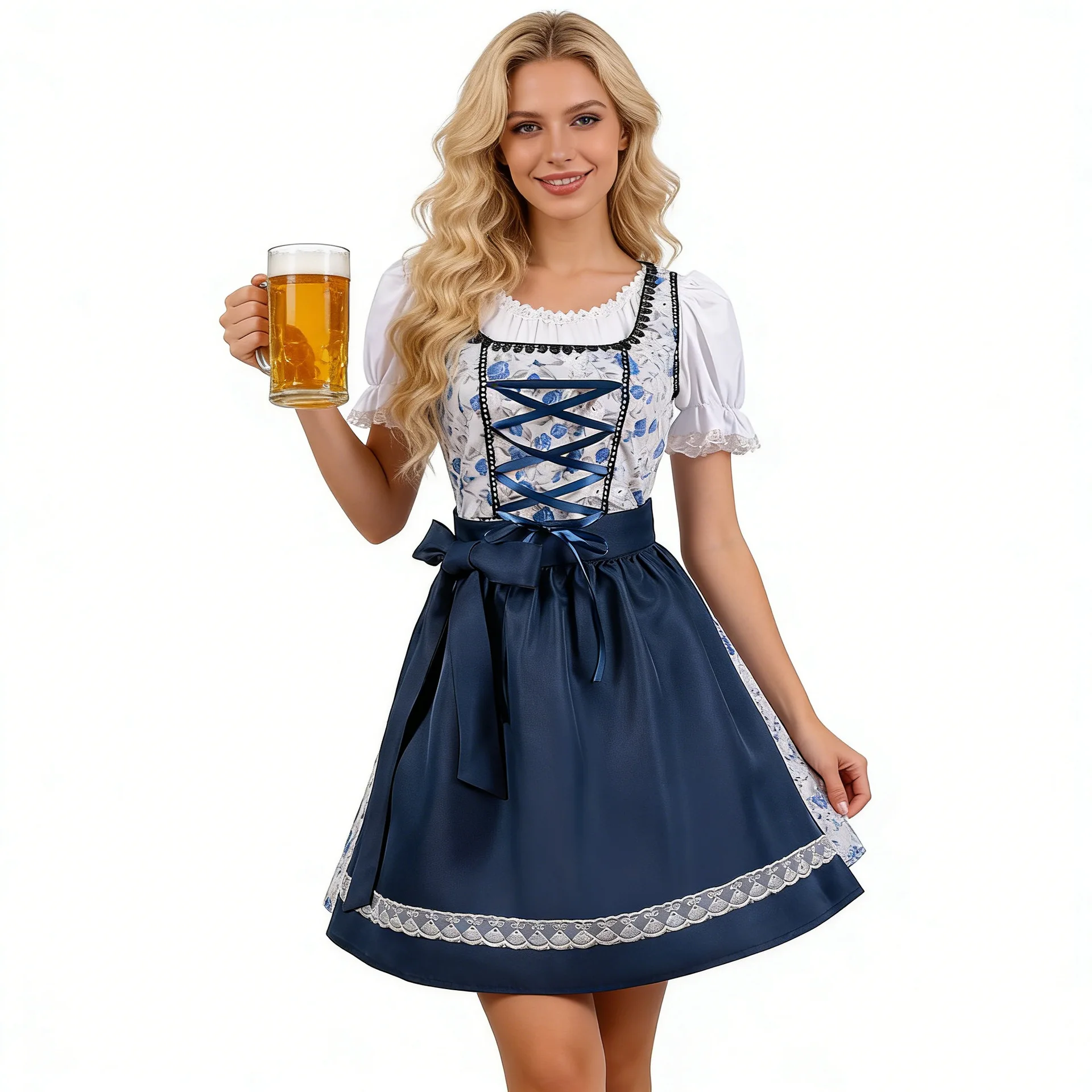 German Munich Oktoberfest Lace Dirndl Dress Traditional Bavarian Victorian Dress Maid Party Uniform Halloween Cosplay Costume