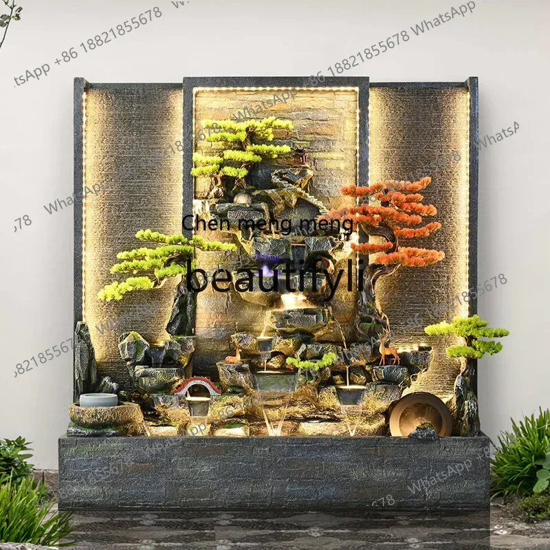 

cc182R Chinese-style water curtain wall fountain landscape, mountain and flowing water ornaments, decorative clubs, hotel openin