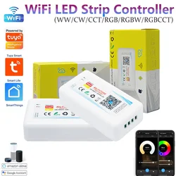 DC12-24V Tuya WiFi LED Strip Controller 30A DIM/CCT/RGB/RGBW 5050 COB LED Light Dimmer Smart Life Voice Control for Alexa Google