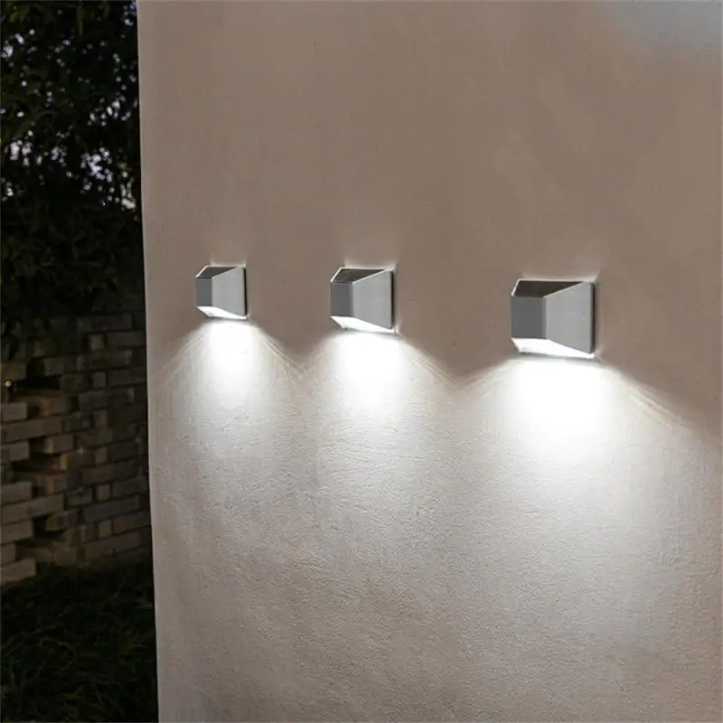 Solar Power Garden Yard Garage Lights Energy Saving Low Power Consumption Stainless Steel Outdoor Lighting Square Wall Lamp