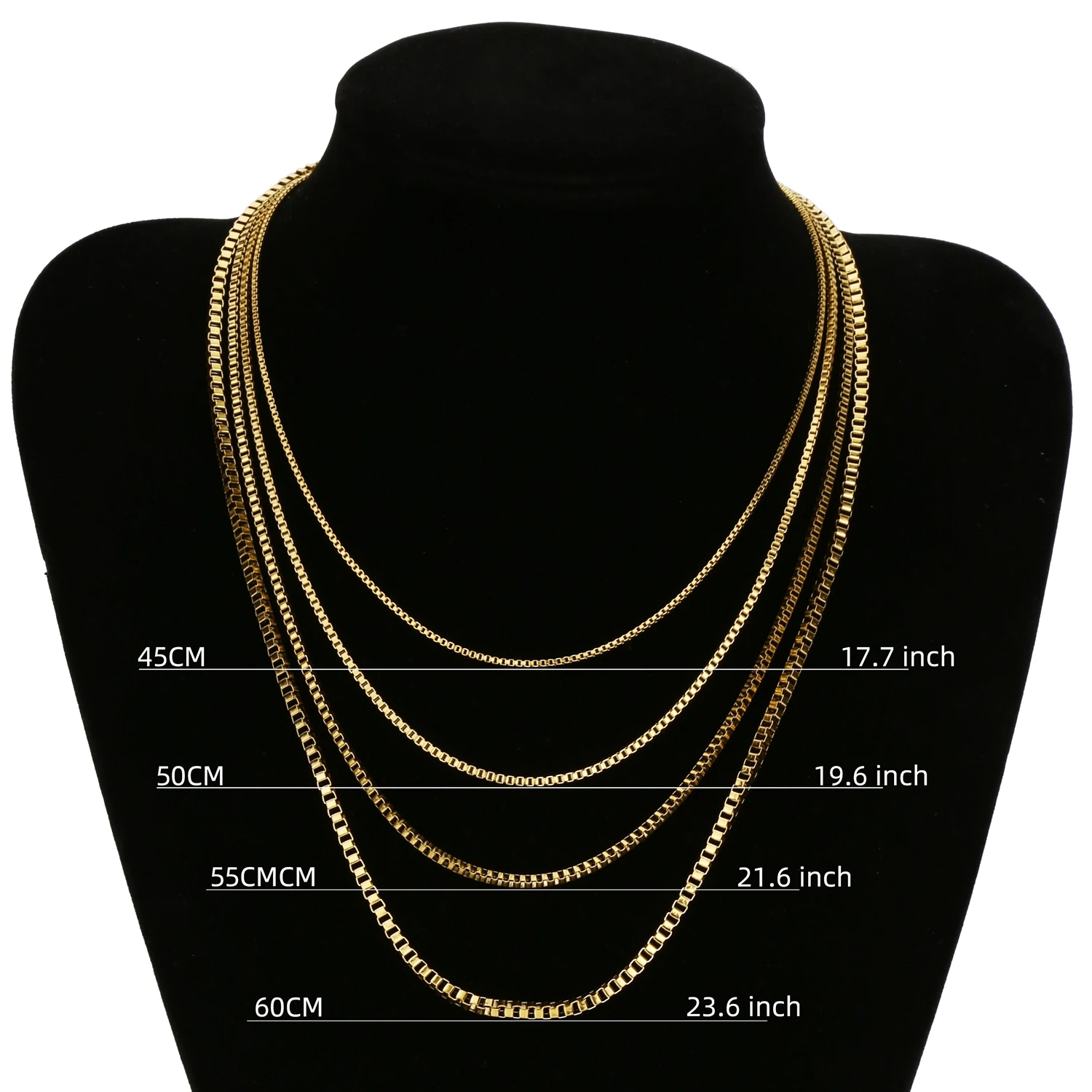 HIYEE 1.5 To 3 MM Thick Stainless Steel Box Chain Necklaces For Men And Women Jewelry Link Chokers With 18 To 24 Inches