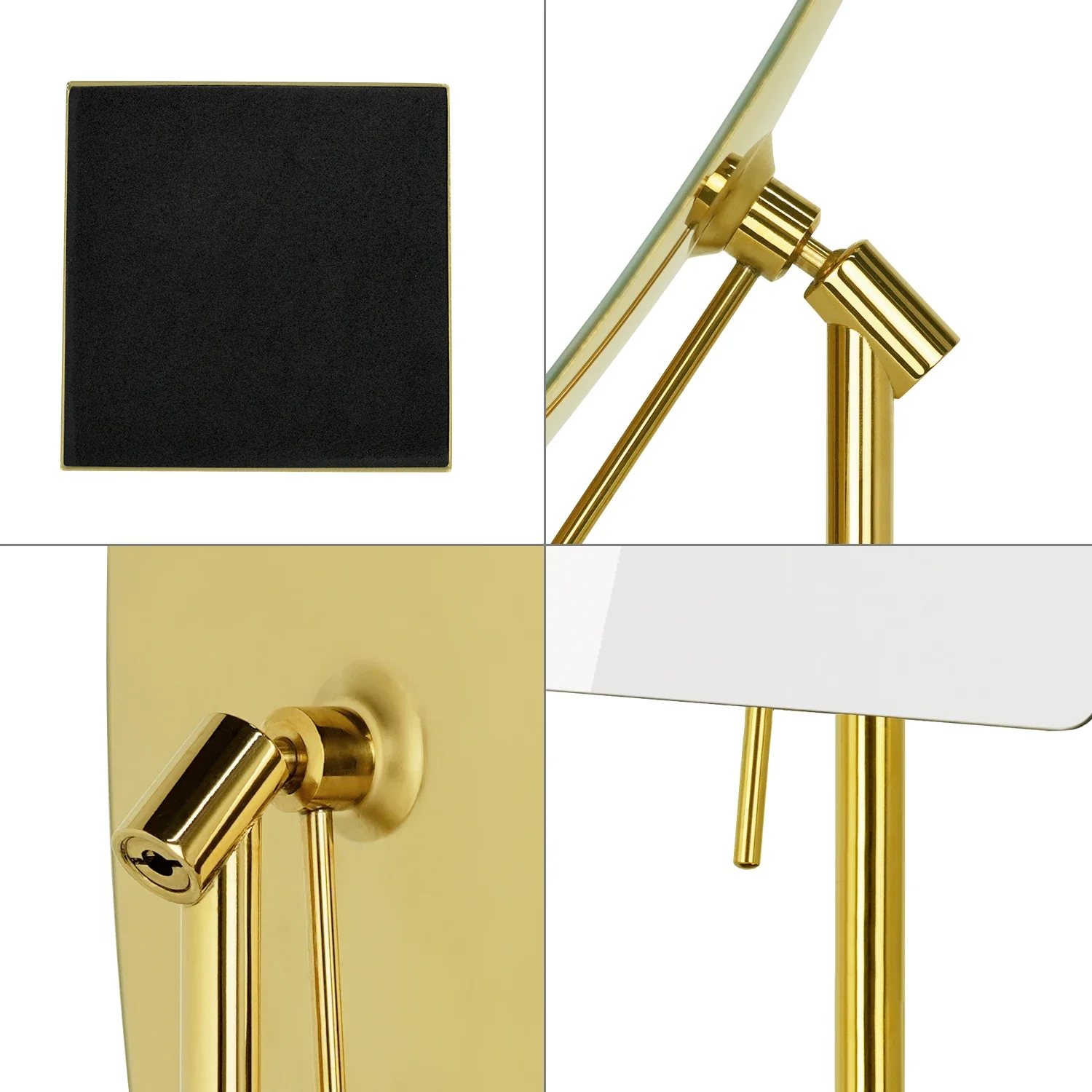 Frameless Rectangle Tabletop Vanity Mirror with Single Side Adjustable Easy Positioning 5X Magnification, 304 Stainless St