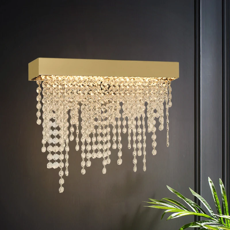 Imagem -02 - Modern Crystal Led Wall Sconce para o Quarto Ouro Preto Prata Abajur de Cabeceira Home Decor Sala de Estar Luminária Lustre