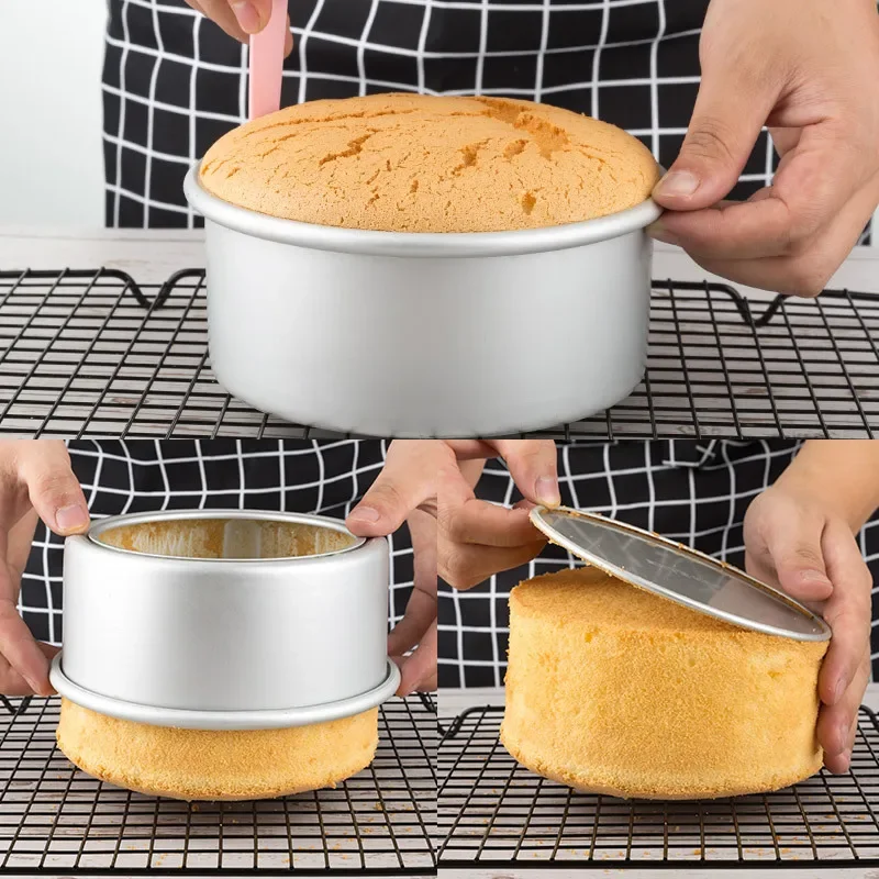 4/6/8/10/12inch Tiered Round Cake Mold Removable Bottom Aluminum Alloy Cake Pan Set Non Stick Baking Mould Kitchen Tools