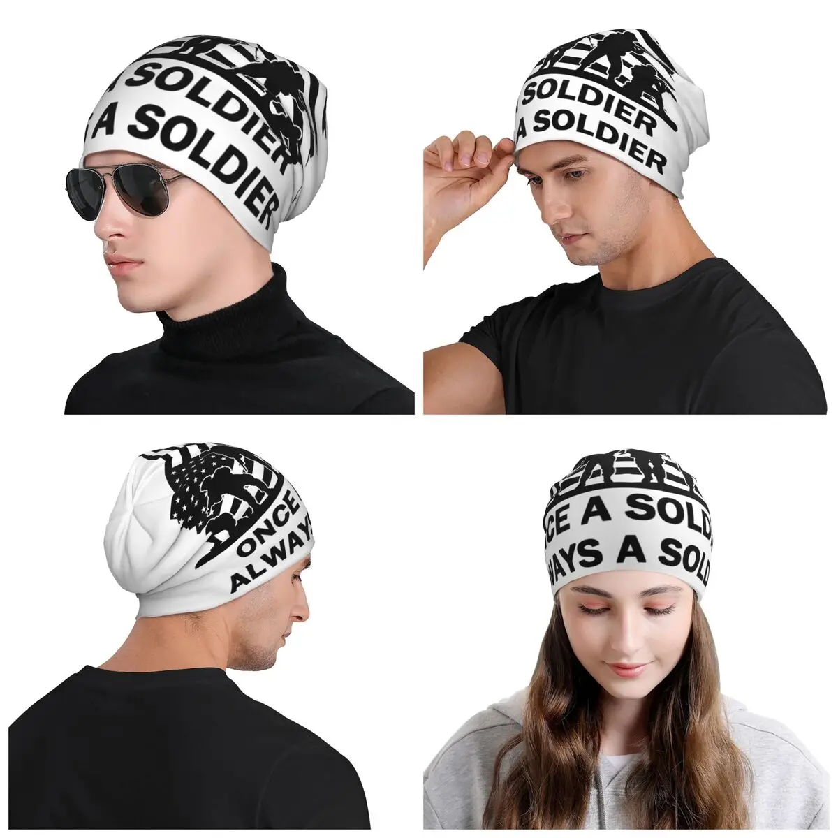 Изготовленные на заказ шапки Once A Soldier Always A Soldier Skullies для мужчин и женщин, трендовые зимние теплые вязаные шапки для взрослых, шапки с капюшоном