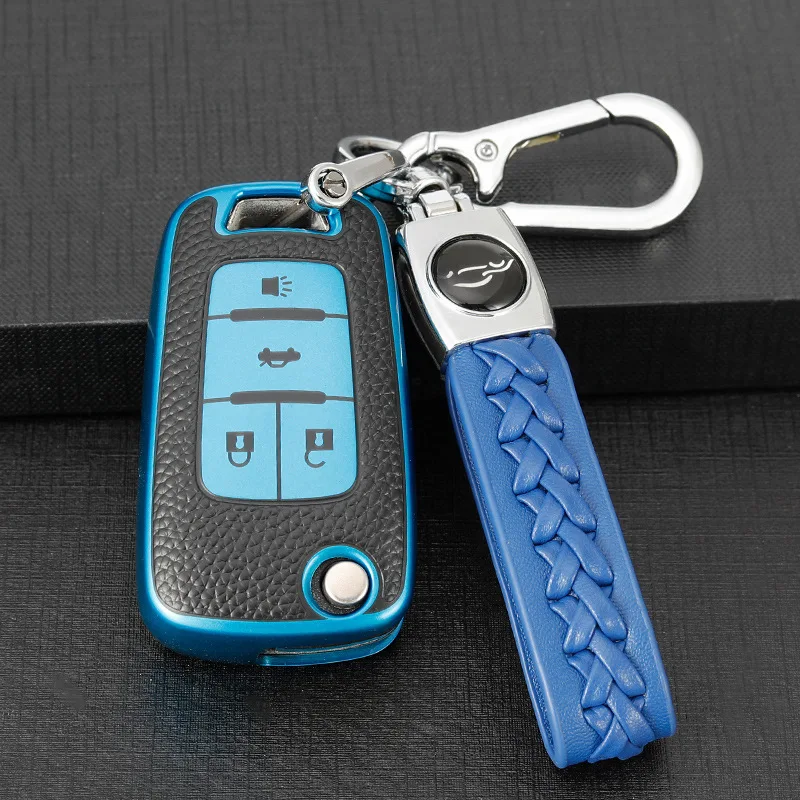 Car Key Case Cover Shell Fob Leather For Chevrolet Cruze Aveo Trax Opel Astra Corsa Meriva Zafira Antara J For Buick Keychain