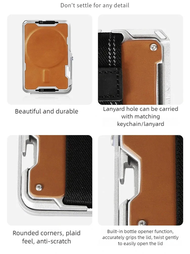 VM FASHION KISS Men's Aluminum Phone Holder Credit Card Wallet For MagSafe Function Phones With RFID Card Holder With AirTag