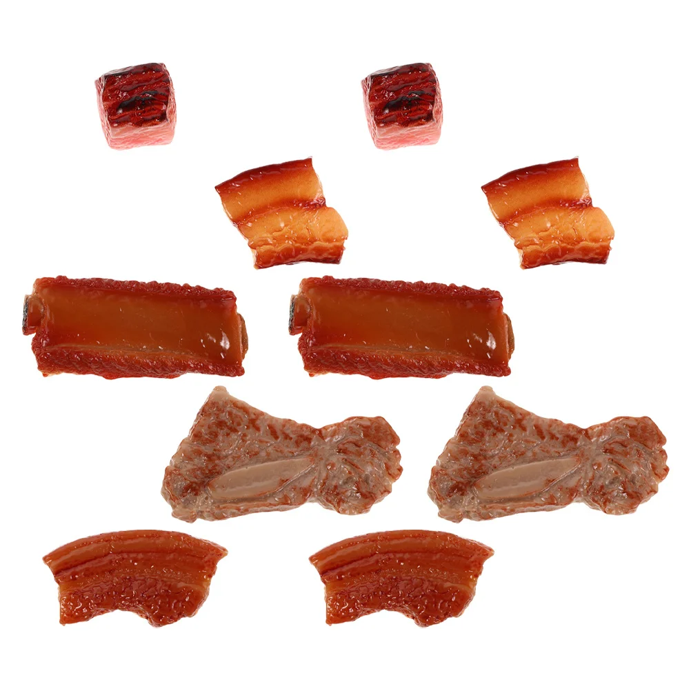 10 stuks kunstmatige ribben vlees prop realistische voedsel styling voor thuis keukenkast decor voedsel vlees nep prop model