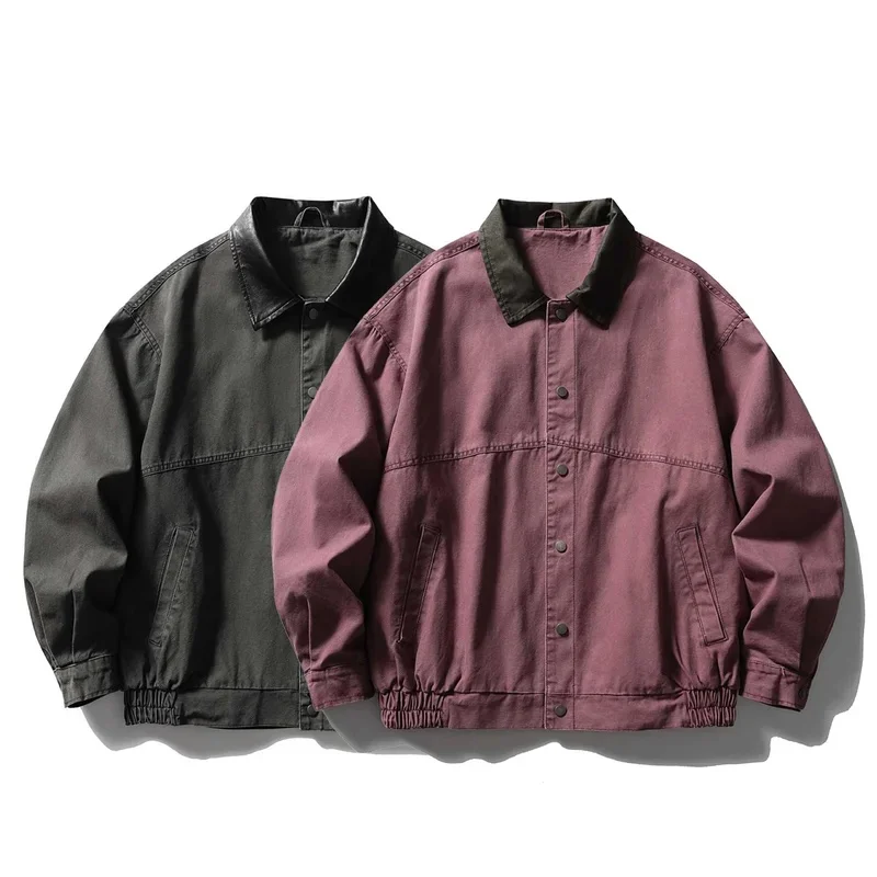 Autumn New Washed Cotton Bomber Jacket Men Women Couple Streetwear Fashion Loose Casual Cargo Jacket Spring Coat Outerwear