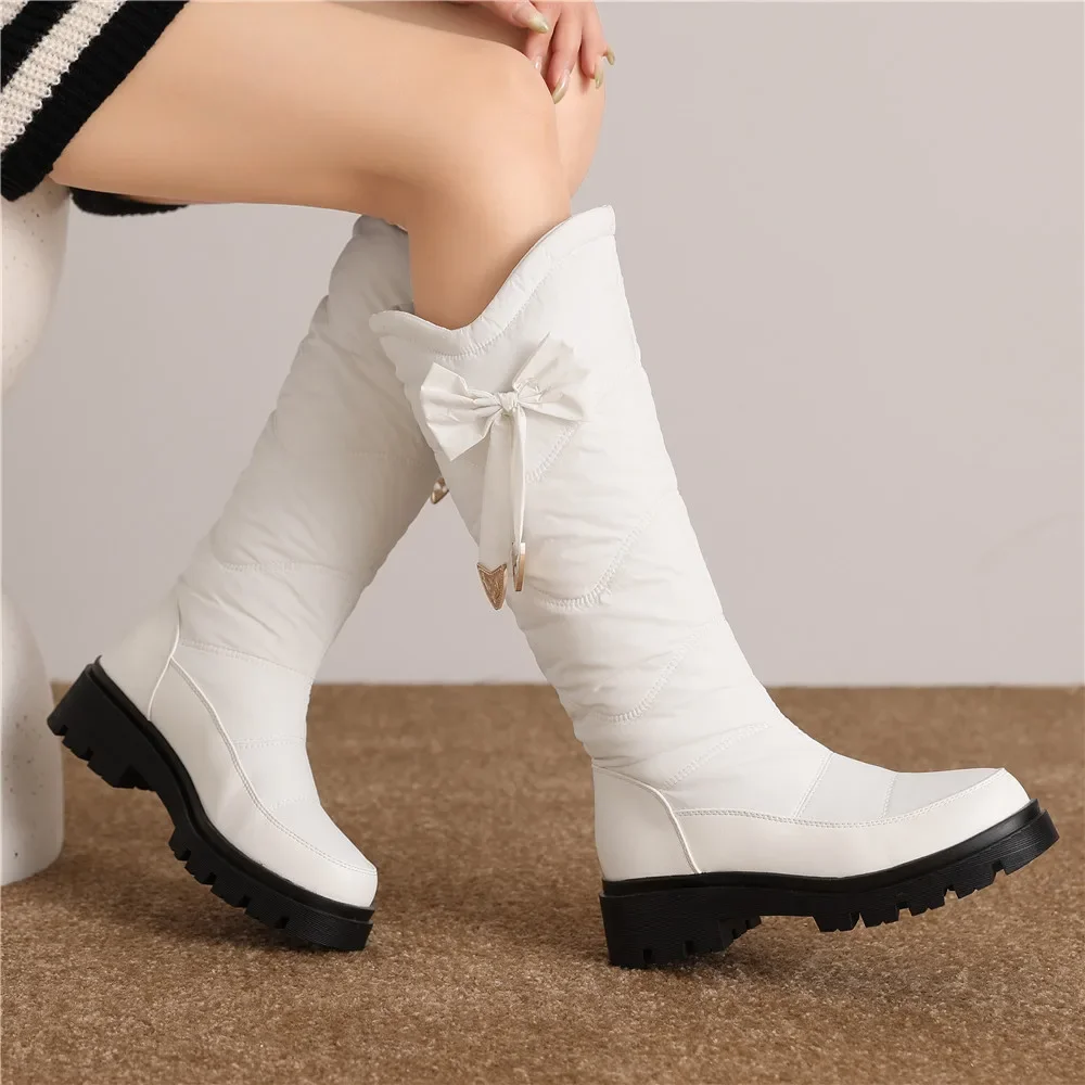 

Winter Waterproof Shoes Woman Platform Snow Boots Warm Fur Plush Casual Wedge Knee High Boots Girls White Cotton Shoes Big Size