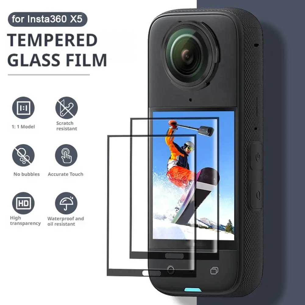 For Insta360 X5 HD Tempered Glass Screen Protector Anti-fingerprint Screen Glass Protective Soft Film Camera Accessories