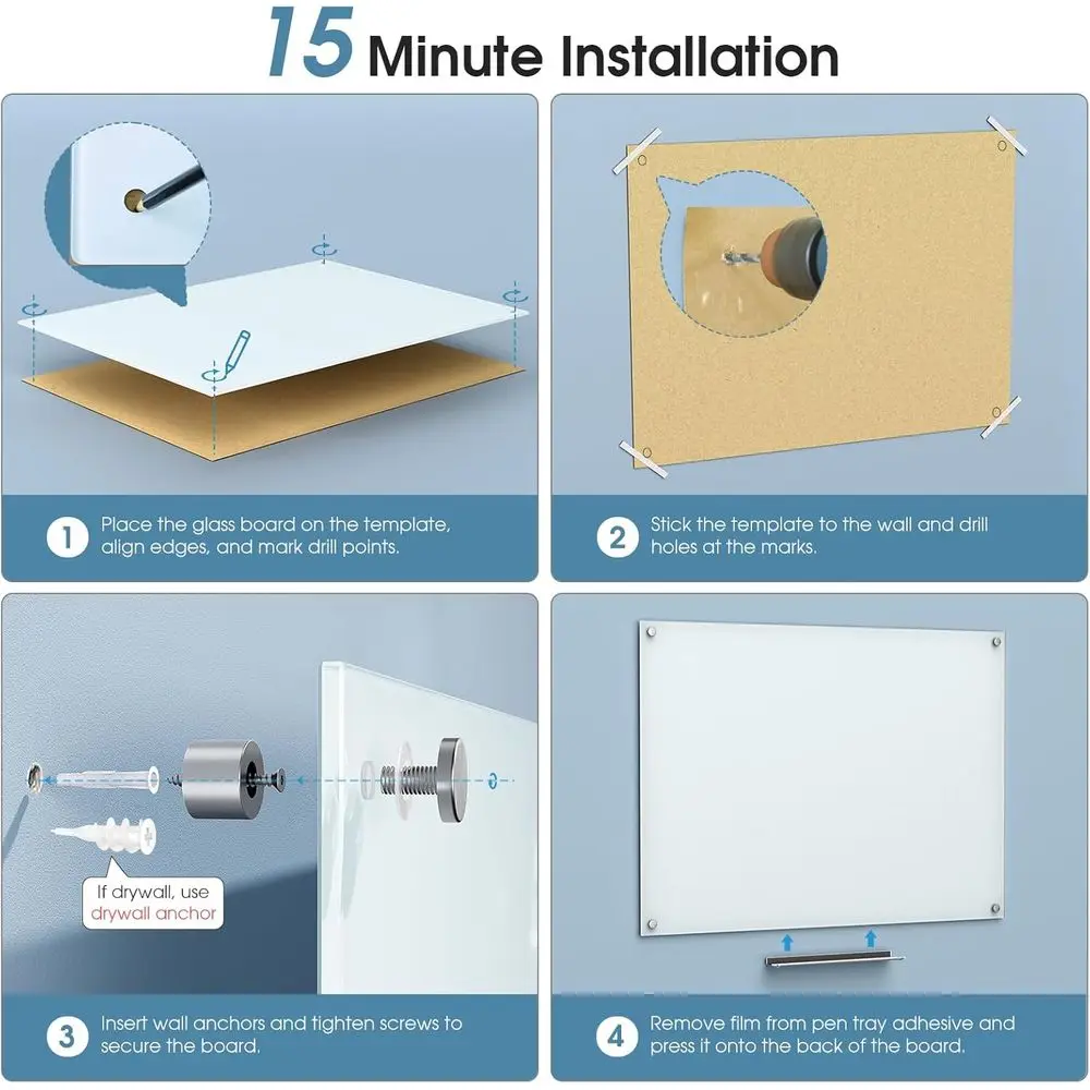 لوح مسح جاف مغناطيسي بدون إطار مقاس 36 × 24 بوصة مع ملحقات للمنزل والمدرسة والمكتب