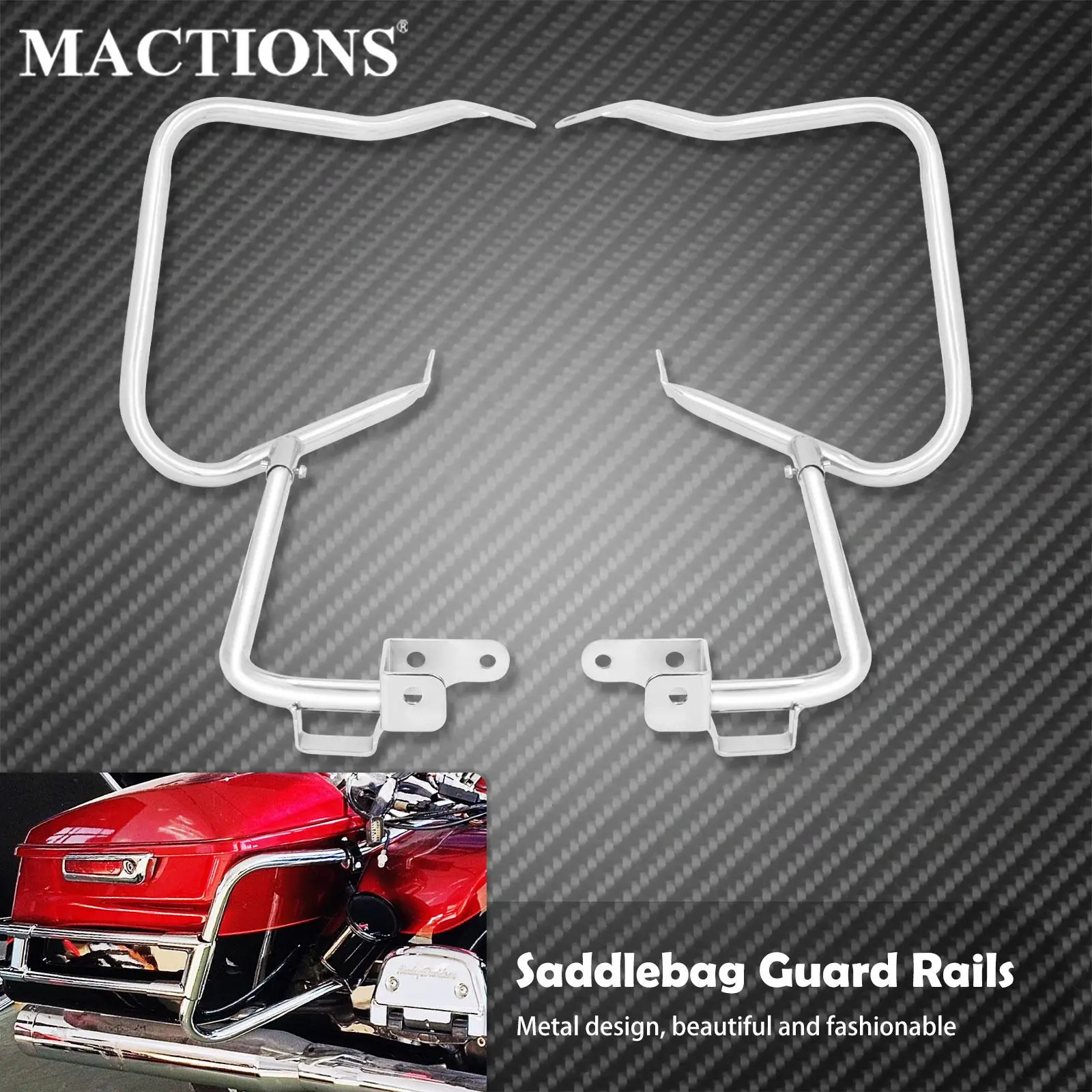Motorcycle Saddlebag Bracket Guard Bars Chrome For Harley Touring Street Glide Road Glide Ultra Road King FLTRU FLHX 2014-2023