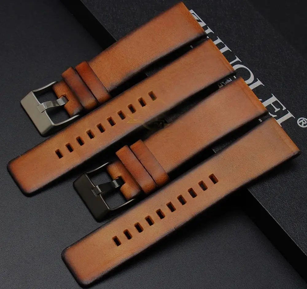 Cowhide watch strap for diesel DZ7406 DZ7408 DZ4476 DZ4343 watch strap 22 24mm 26mm Brown watchband Retro wristband men Bracelet