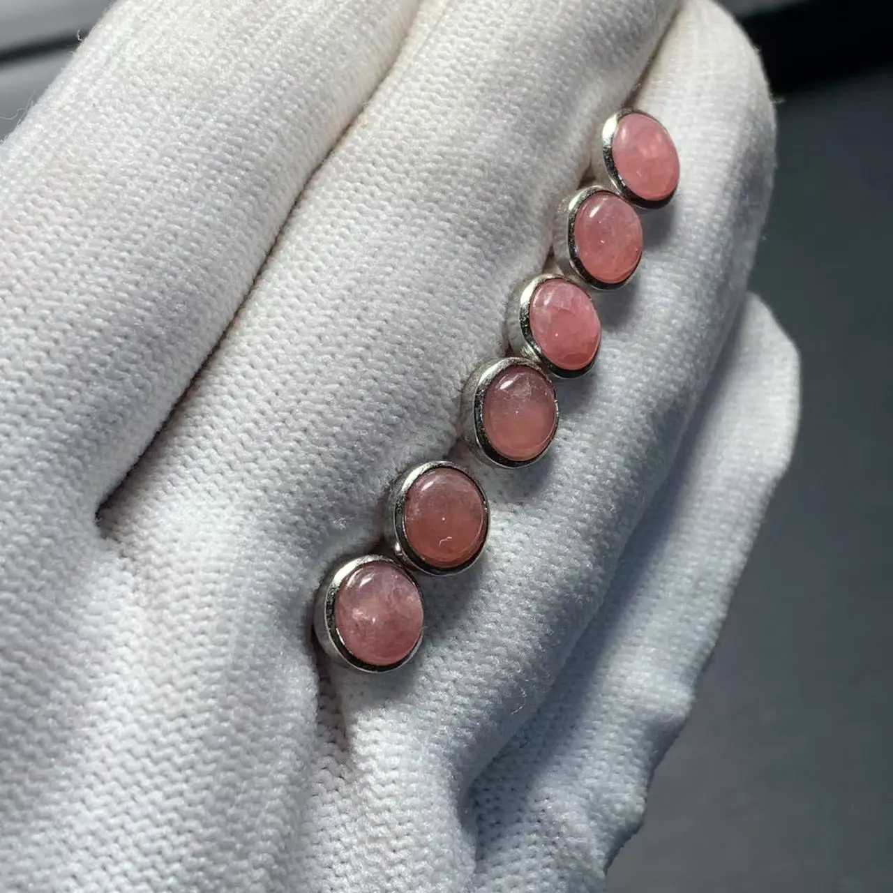HEYYA STONE Round Natural Rhodochrosite Stud Earrings For Women Simple Fine Jewelry Stone Gemstone Classic Style stainless steel