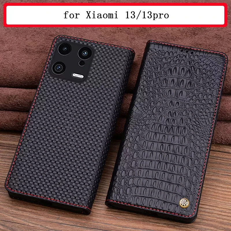 

Original Genuine Leater Case for Xiaommi 13 Crocodile Fashion Phone Cover for Xiaomi 13pro funda skin for Xiaomi13 xiaomi13pro.