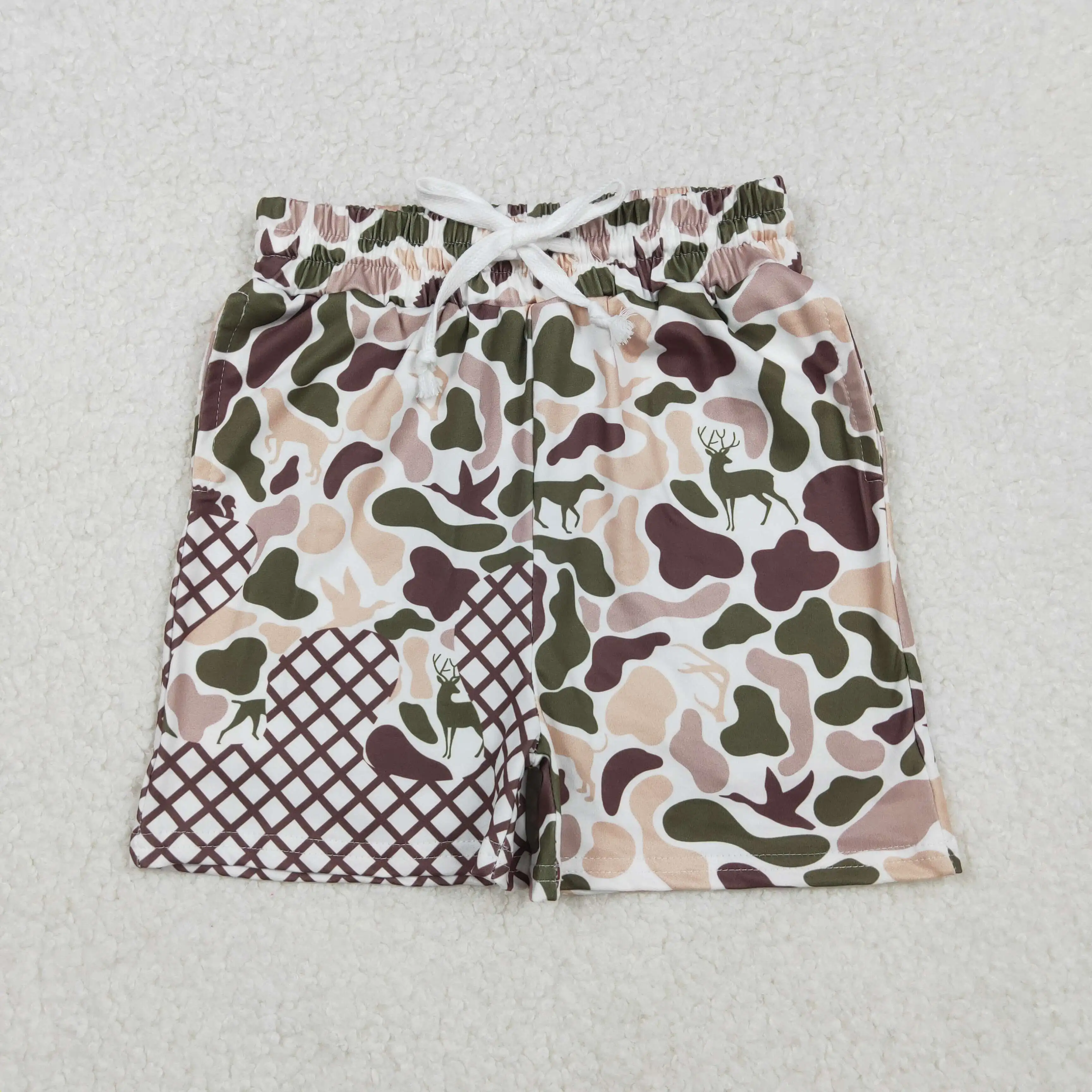 

X9.22 New summer western style baby boys shorts wholesale duck puppy camo waffle pocket shorts