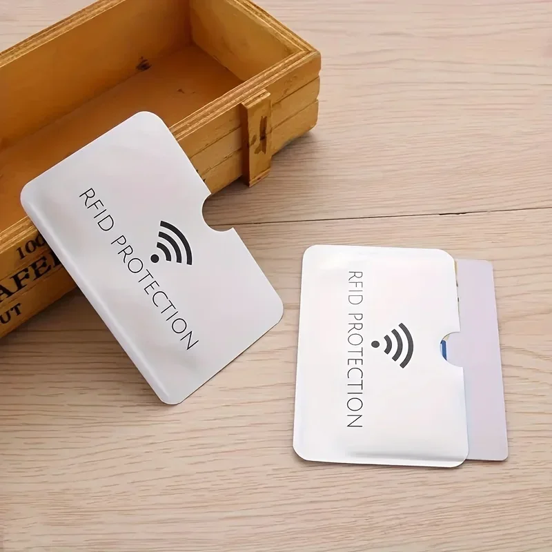 Cartera de aluminio con funda para banco con bloqueo Rfid inteligente, tarjetero Simple con protección RFID, 10 Uds.