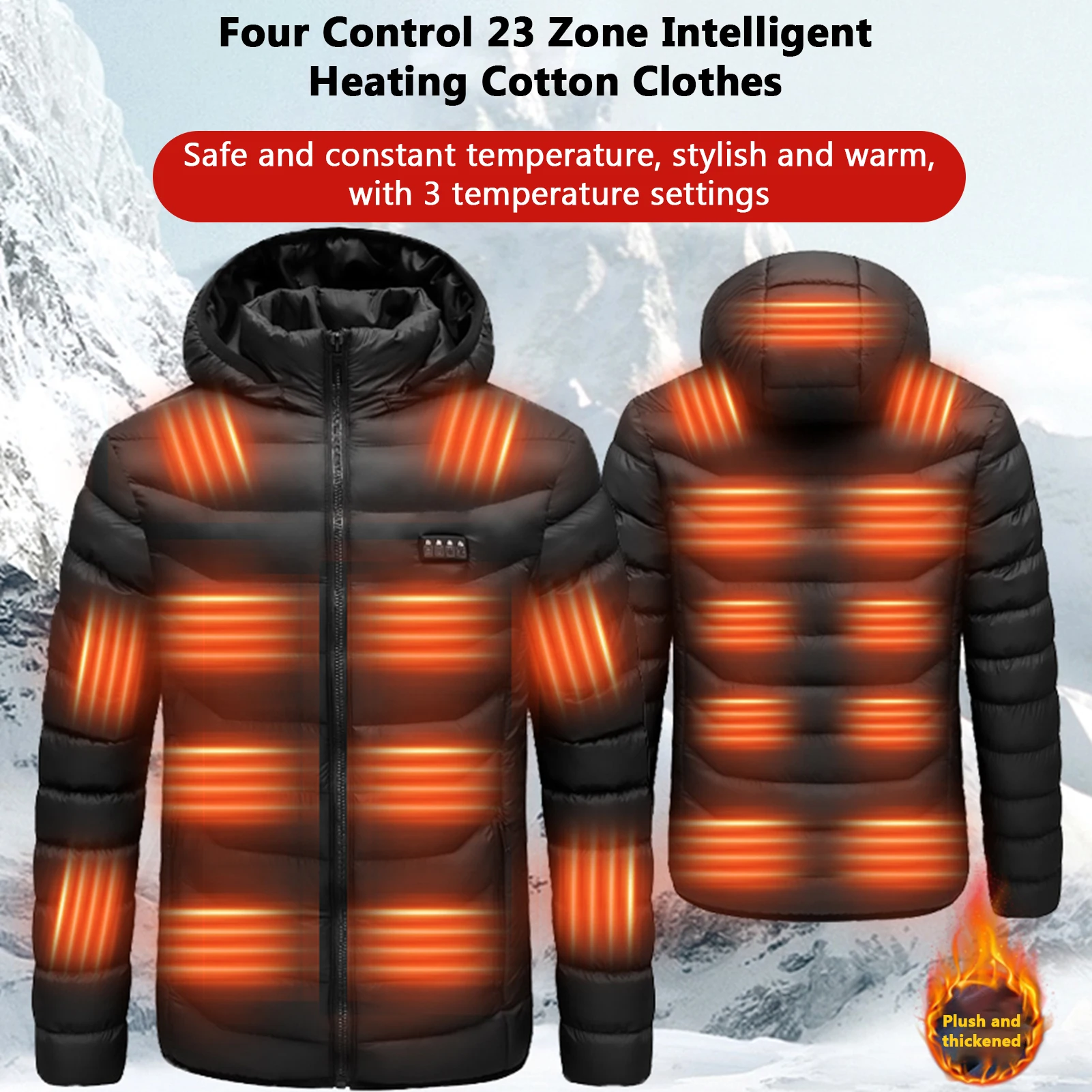 

Хлопковая куртка с интеллектуальным подогревом, 23, зоны нагрева, зимнее теплое пальто с подогревом для мужчин и женщин, умная куртка с подогревом