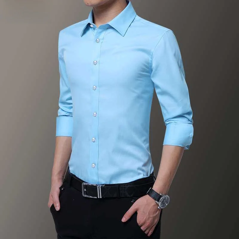 

Emperor Chuanger Men's Slimfit Longsved Shirt PU Leather Cleanfit Style Long Sleeve Thickened Four Seasons Universal
