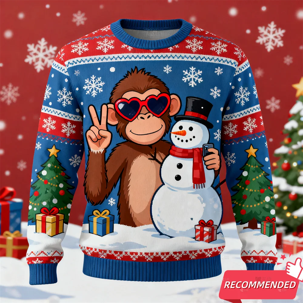 مضحك الحيوان Orangutan مكبرة الرسم القبيح البلوز بلوزات الموضة للنساء الملابس هدية عيد الميلاد البلوفرات الأعلى