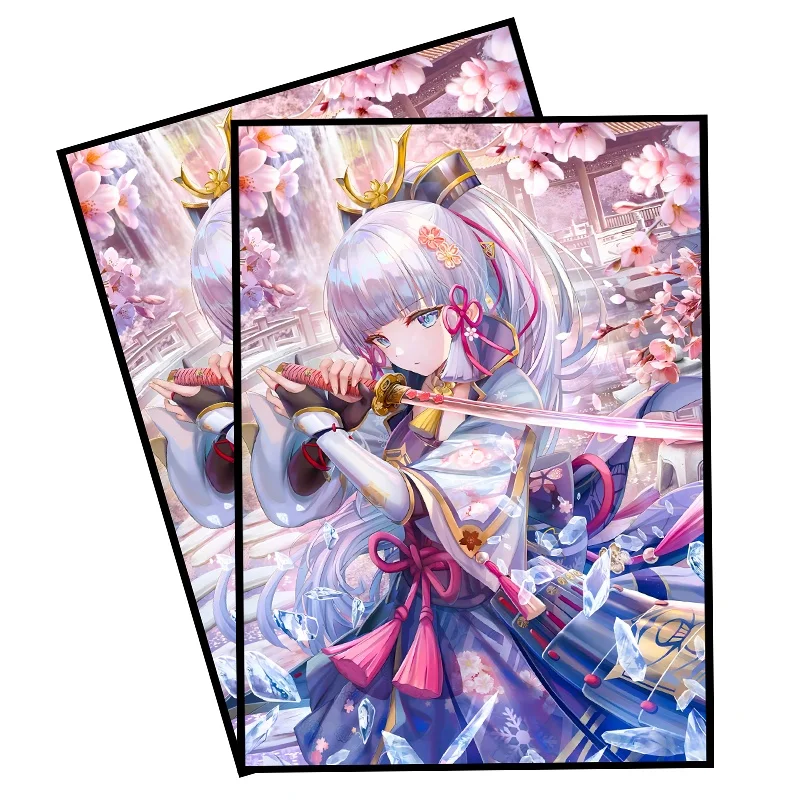 Genshin Impacto Cartões Manga, Ayaka Kamisato, Personagens do Jogo Anime, DIY Colorido Laser Flash Cards, Brinquedos Capa Protetora, 60Pcs por Conjunto