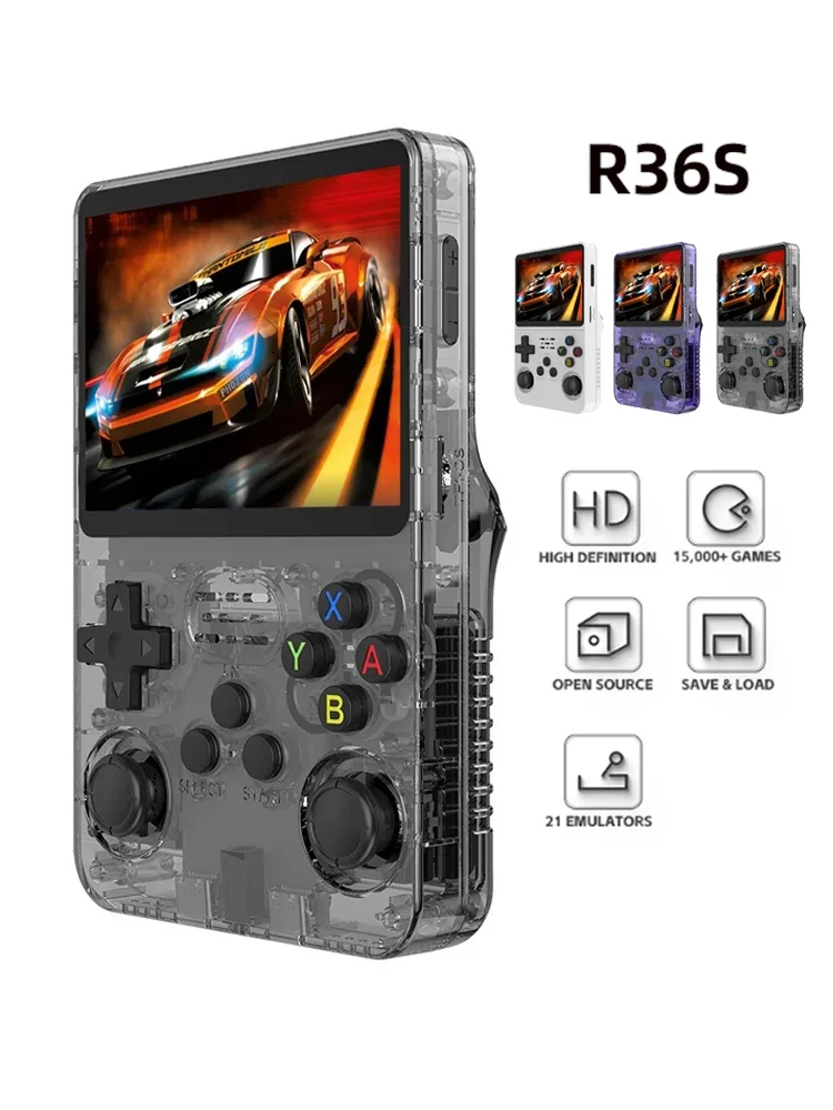 

Портативная игровая консоль 128G R36S Retro с Linux-системой, 3,5-дюймовым IPS-экраном, R35s Pro, 64 ГБ игр