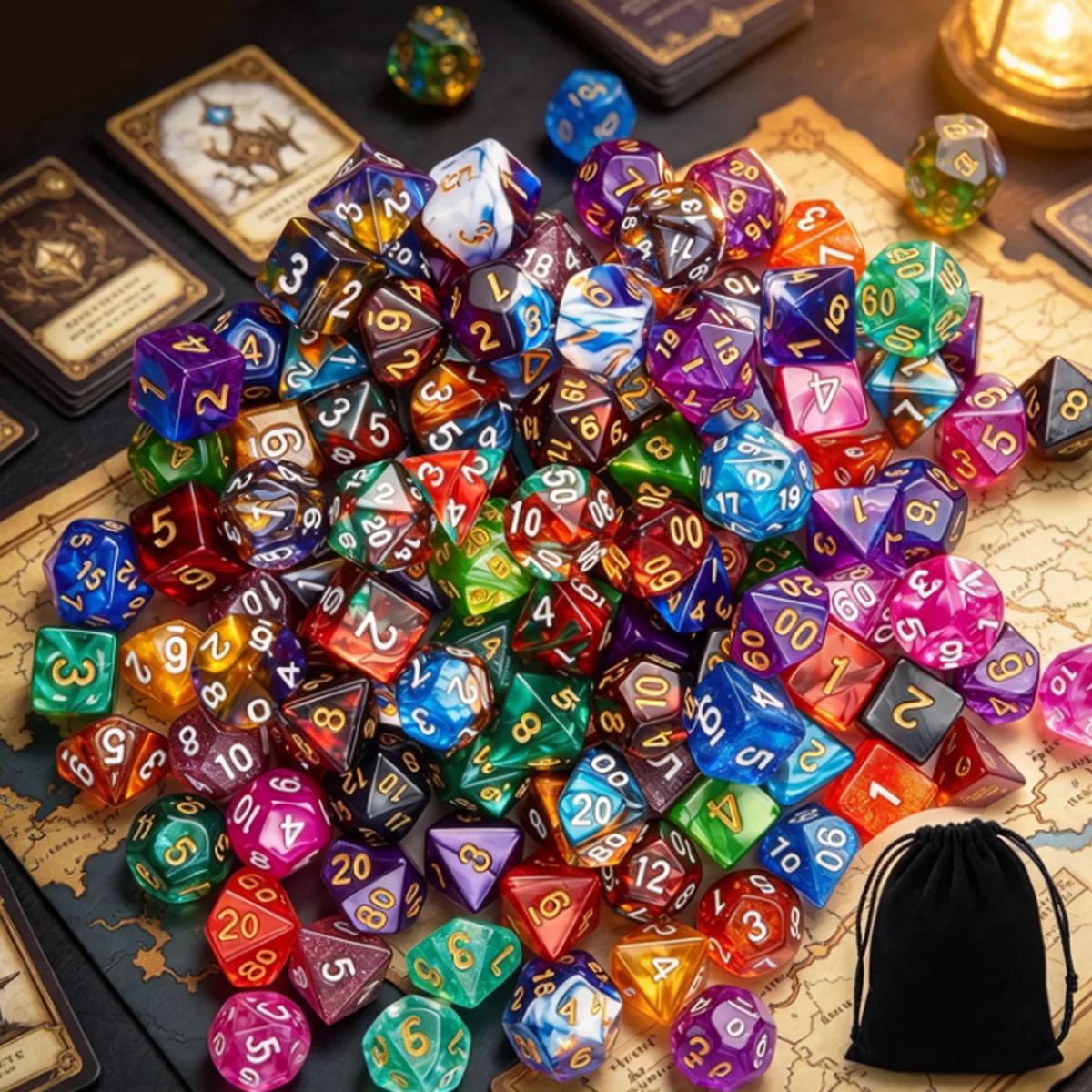 28/35pcs Random Color Polyhedral Dice Set with Storage Bags D4-D20 Tabletop Gaming Dice Festive Holiday Gift for Halloween ZSY