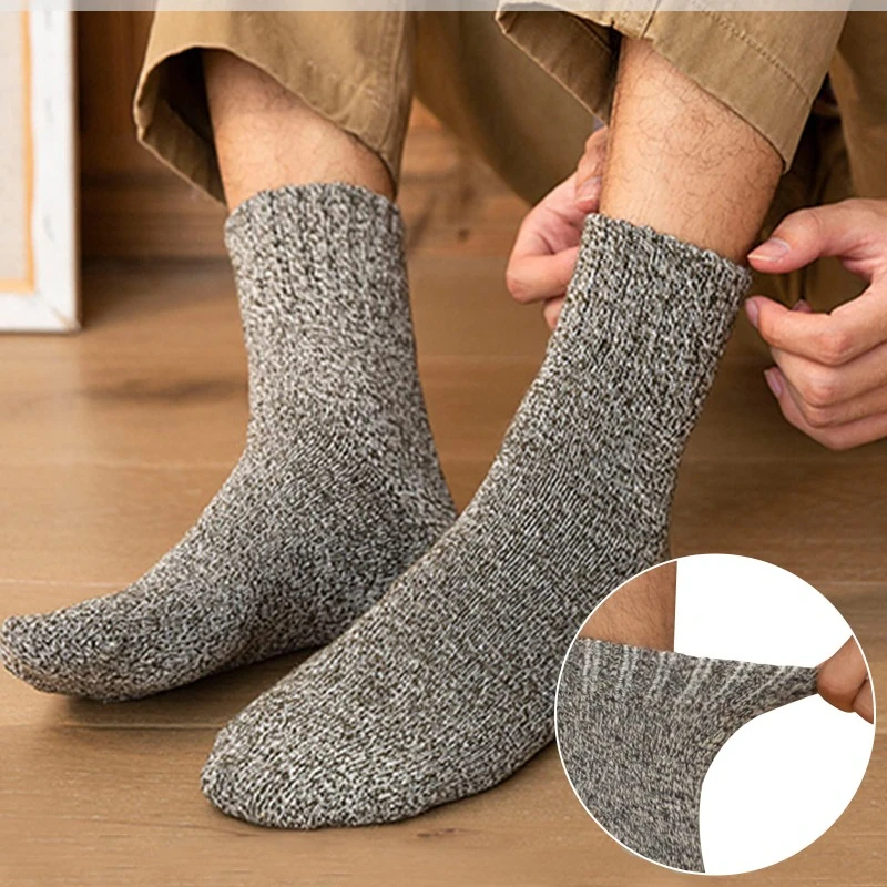 5Pairs Keep Warm Wool Socks Super Thicker Soft Solid Sock Snow Terry Sock Harajuku Retro Antifreeze Cashmere Socks for Women Men