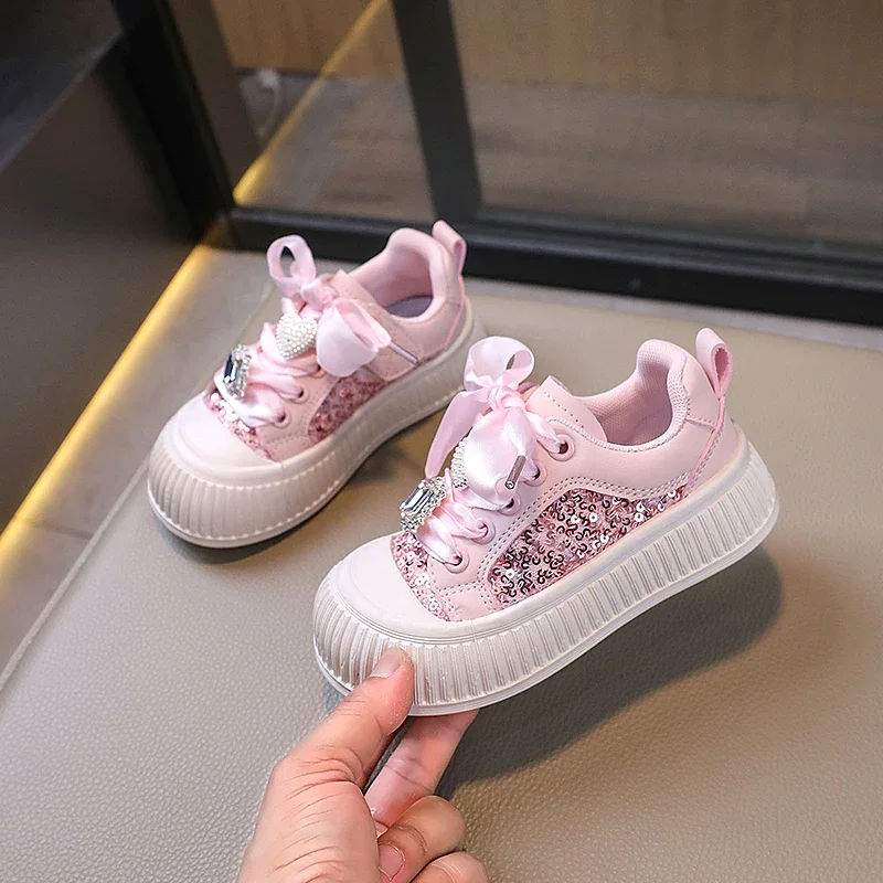 Children\'s Shoe for Girl Sequins Elegant Princess Causal Shoes Spring Autumn Fashion Kids Walking Sneakers Soft Bottom Versatile