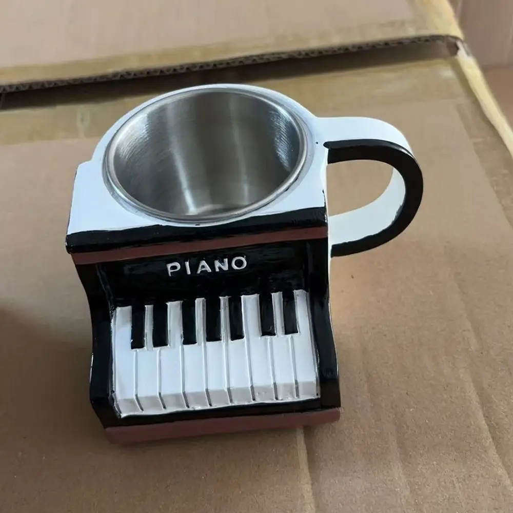 Stainless Steel Musical Instrument Coffee Mug Handcrafted Ornament Guitar Style Water Cup Durable Comfortable Handle