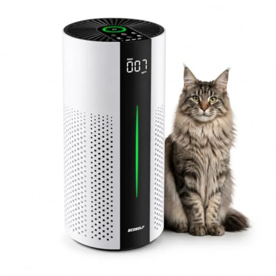 

ECOSELF Air Purifiers for Bedroom, 360 Air Intake, HEPA Filter, White, Smart Auto Mode