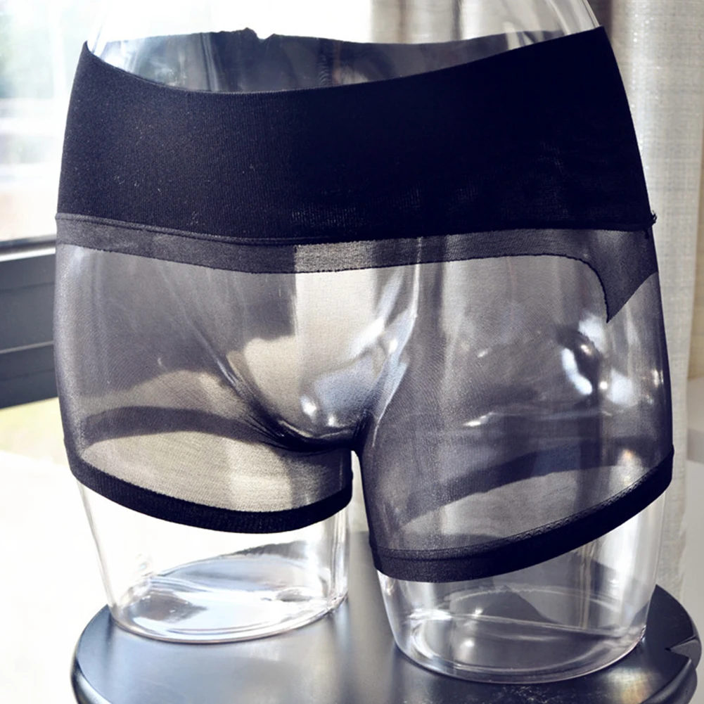 Męskie przezroczyste kąpielówki ultracienkie spodenki bezszwowe przezroczyste pończochy bielizna seksowne rajstopy kalesony bielizna Sissy