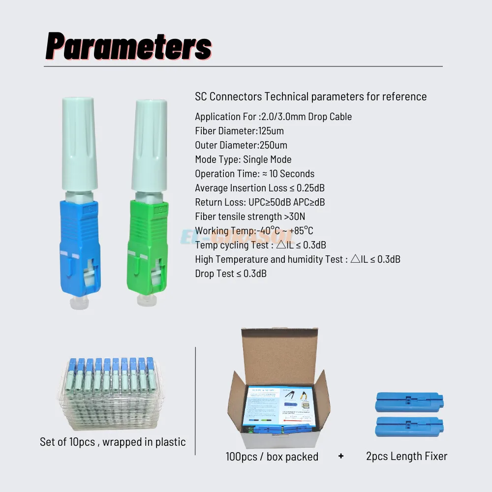 SC APC/UPC SM Single-Mode Optical Connector FTTH Tool Cold Connector Tool Fiber Optic Fast Connector