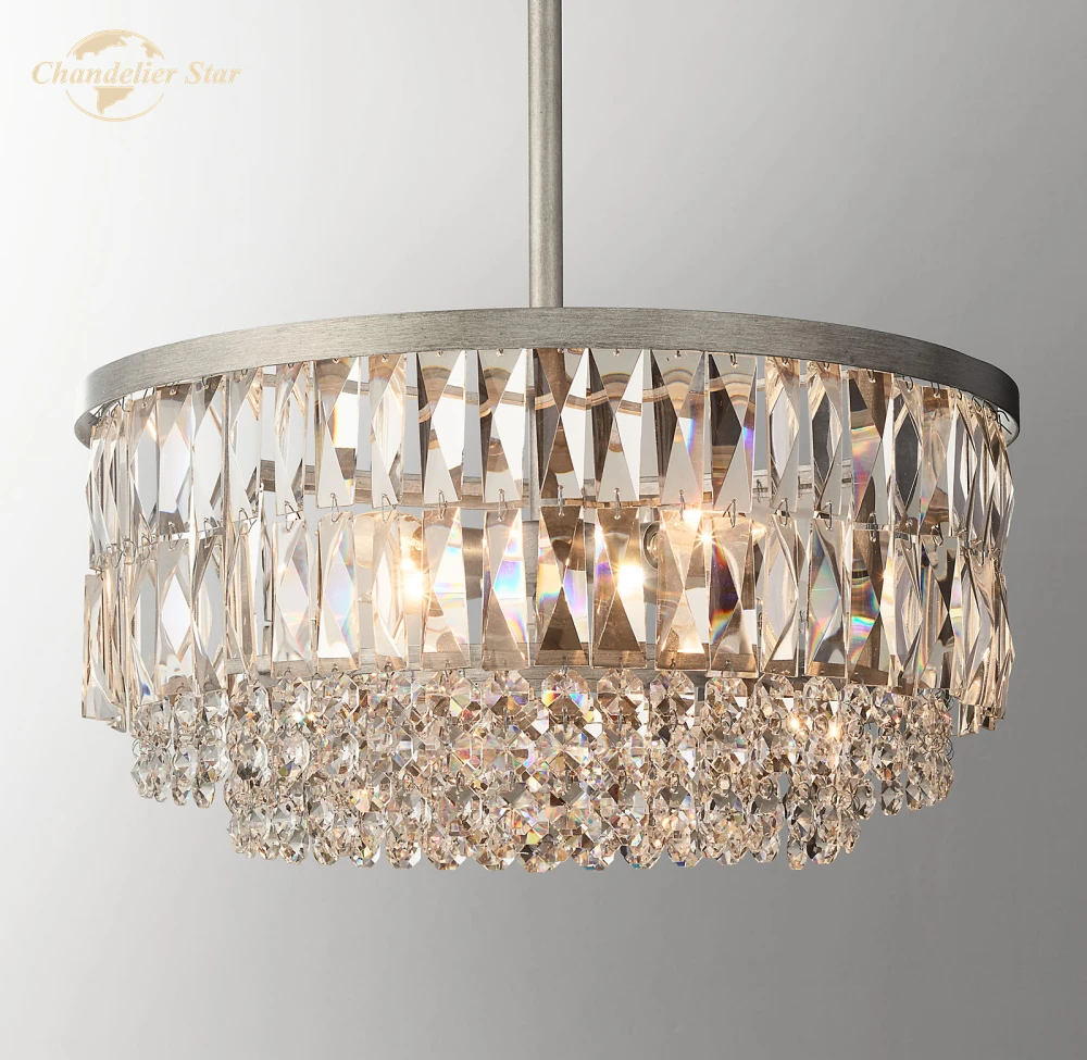 Modern Round Chandeliers LED Portia Crystal Medium Pendant Lights Bedroom Dining Room Living Room Hanging Lamps Lustre