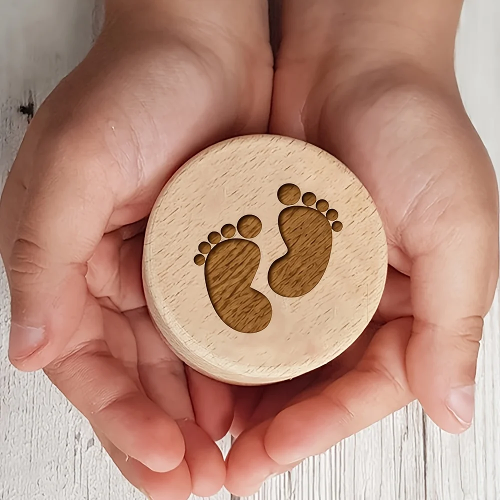 Maple Keepsake Box Footprint Lid Flip-Top Storage Umbilical Cord Tooth Preservation Fetal Hair Birth Souvenir Gift Home Decor