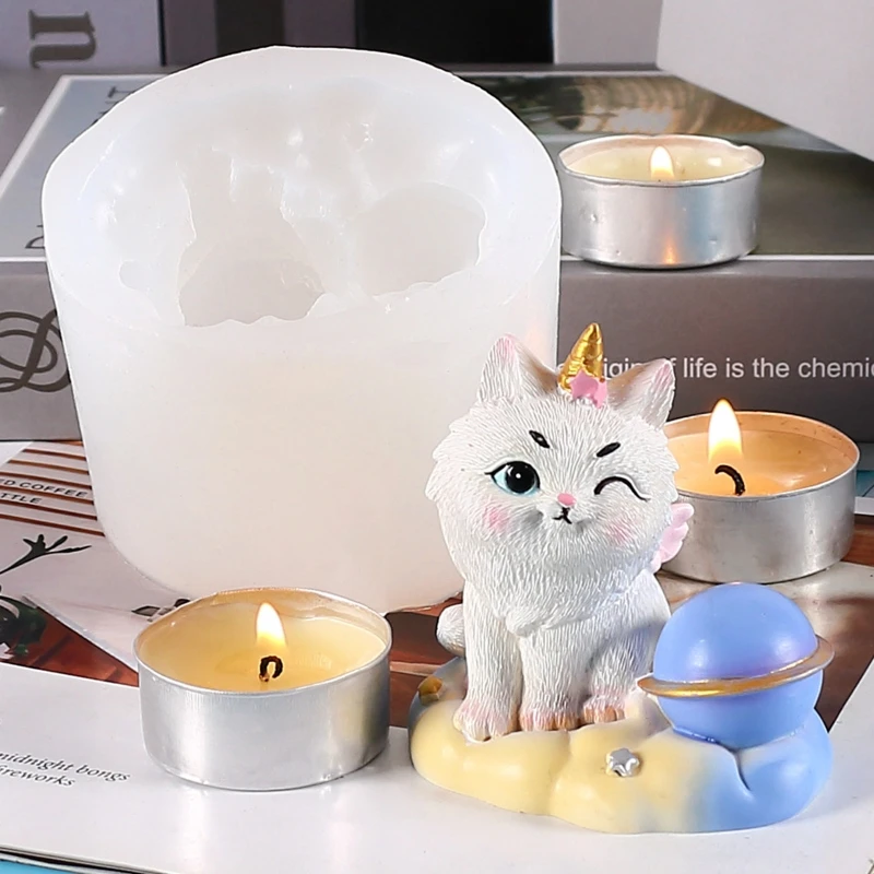 

Silicone Soap Mold for Cat Resin Mold 3D One-horn for Cat Silicone Mold fo