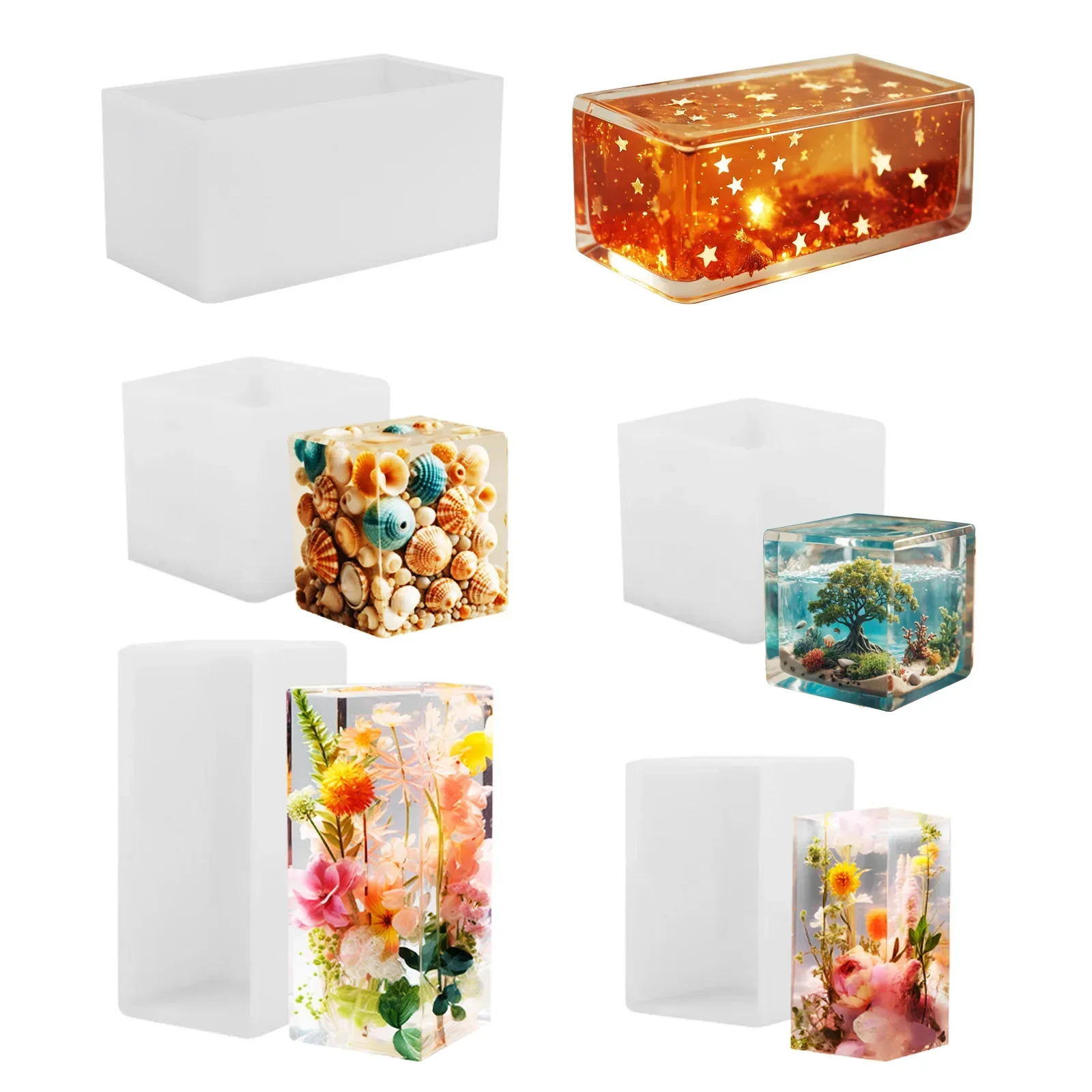 Large Rectangular Silicone Mold for Epoxy Resin Art DIY Crafts, Clear Casting Tray for Jewelry Making & UV Resin Supplies