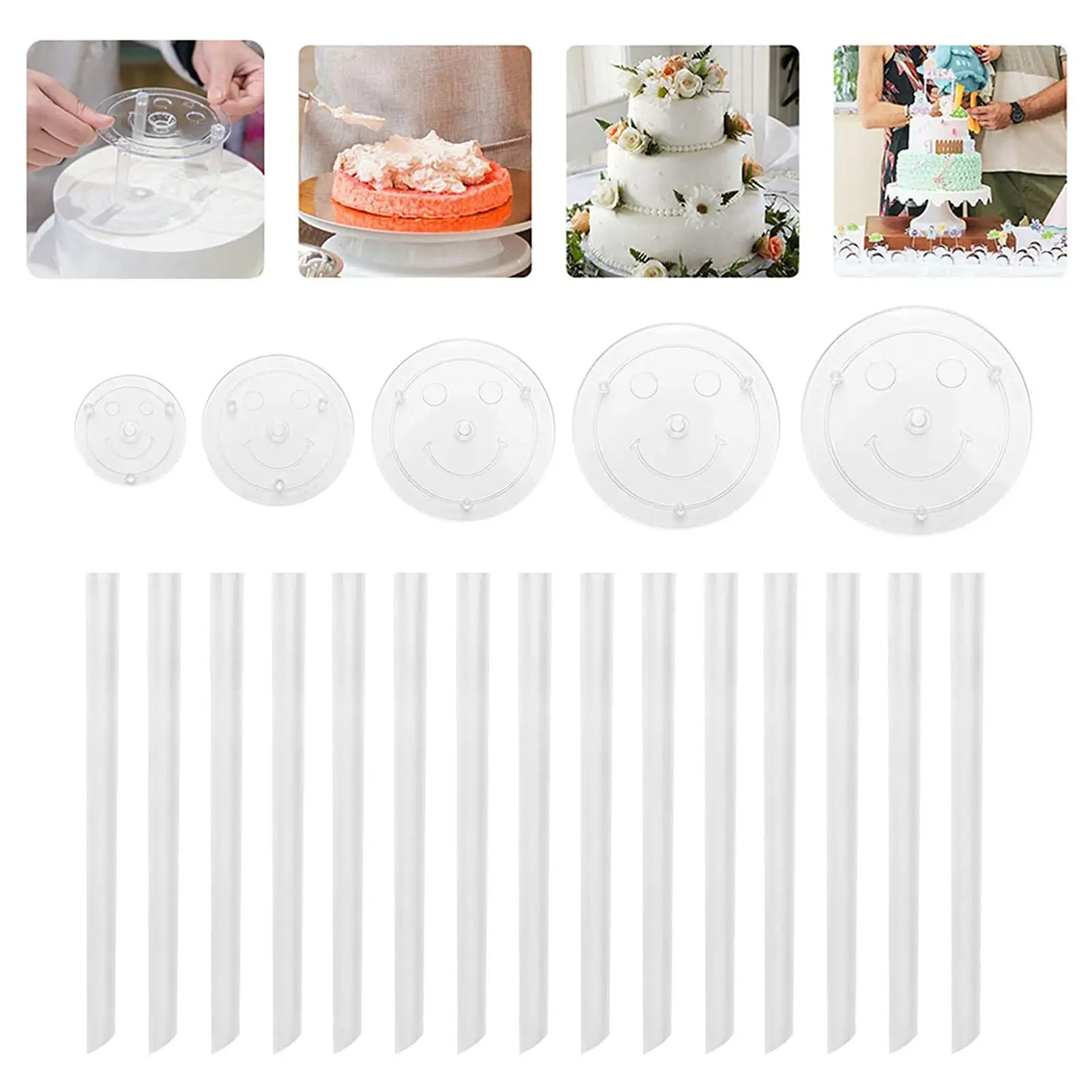 1 Plastic Cake Dowel Rods, 5 , for Tiered Cake Construction and Stacking Supporting Cake Round Dowels Straws Board