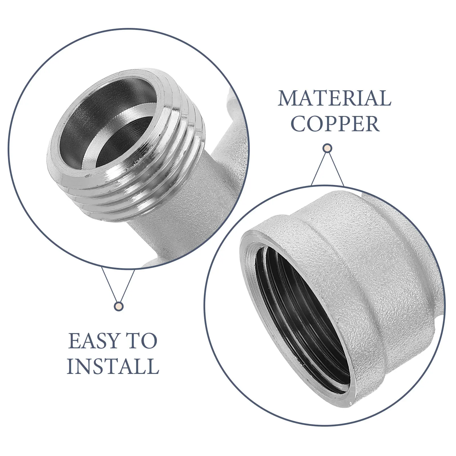 Y Shaped Copper Garden Hose Splitter Three Quarter Inch Two Way Water Connector for Washing Machine Plumbing