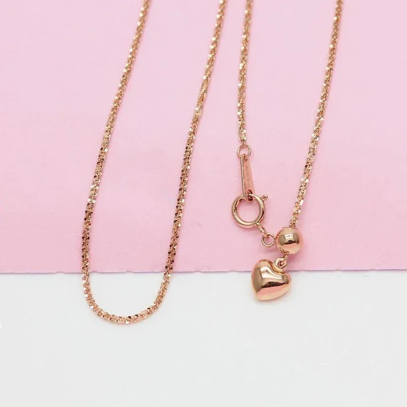 585 Purple Gold Plated 14K Rose Gold Classic Fashion Round Beads Love Chains Neckalce for Woman Light Luxury Engagement Jewelry