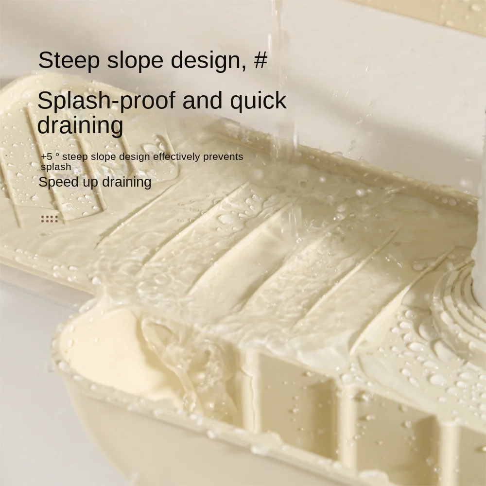 

New Silicone Kitchen Faucet Mat with Sponge Holder Durable Sink Splash Guard Pad Splash Proof Sink Sponge Holder Bathroom